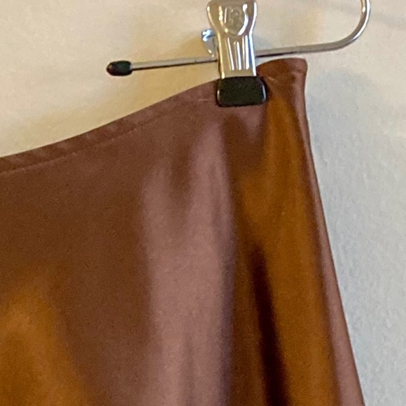 Chocolate Brown Midi Skirt Satin Sheen Balletcore Size 4 - Picture 4 of 11